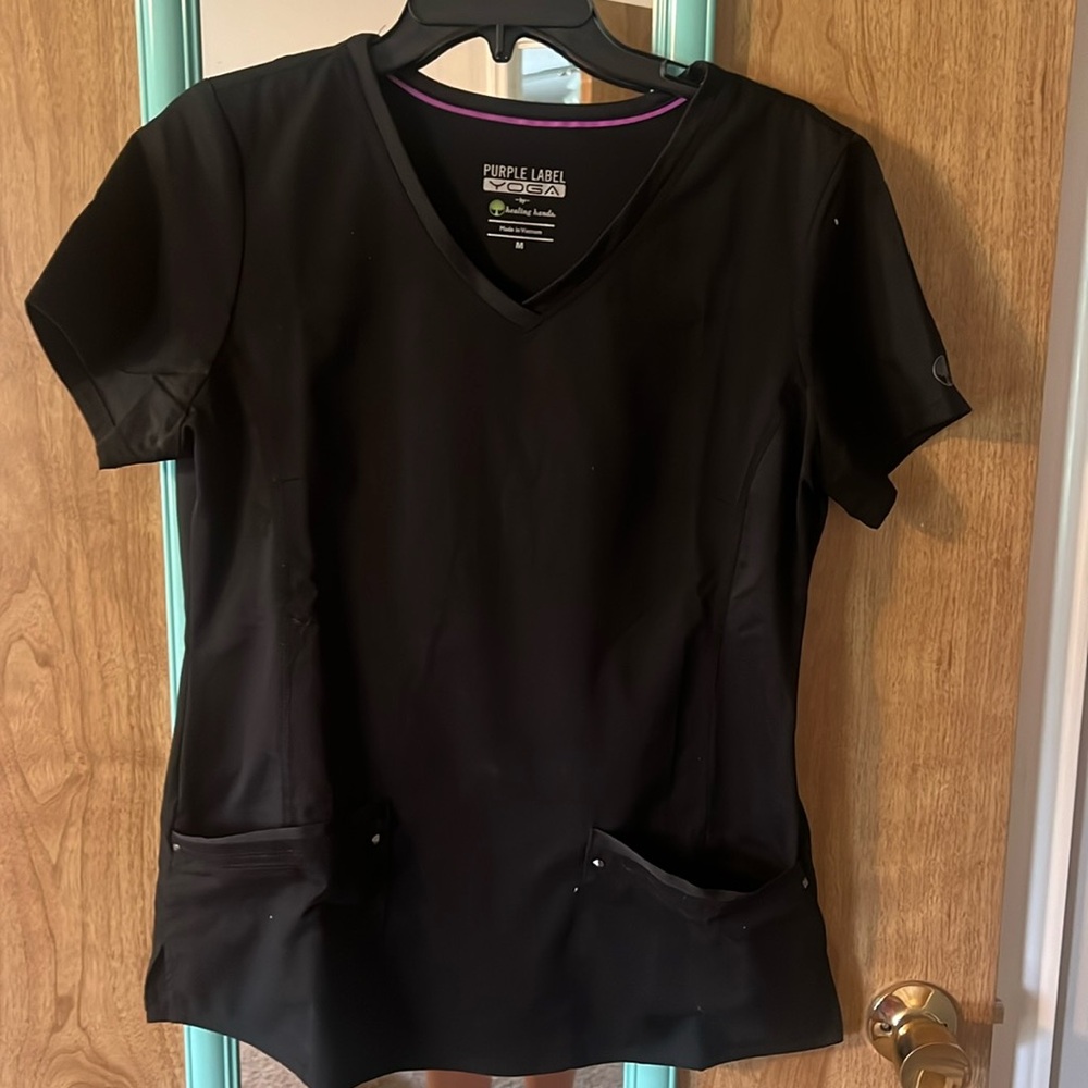 Black Purple Label Scrub Top